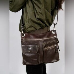 Roots Villager Cervino Brown Leather Crossbody Bag